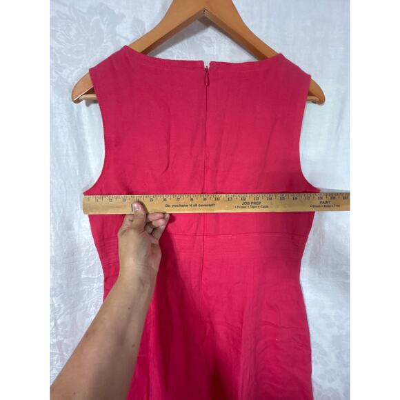 VTG Talbots Dress 14 PETITE Pink 100% Irish Linen Sheath Lined Tank Sleeveless - Picture 9 of 10